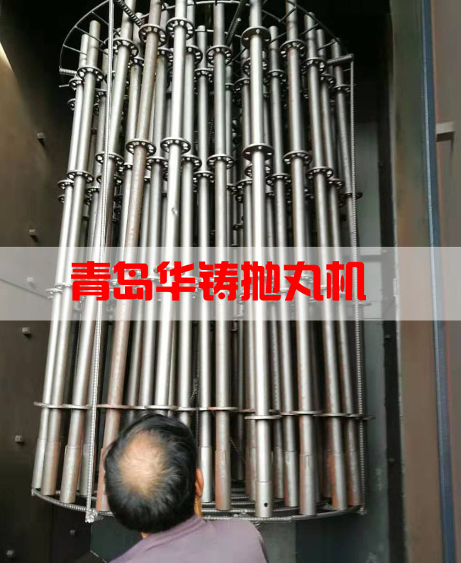 腳手架拋丸機除銹現場圖 腳手架拋丸機除銹現場圖