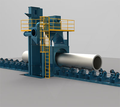 鋼管拋丸機，外壁除銹清理設備
